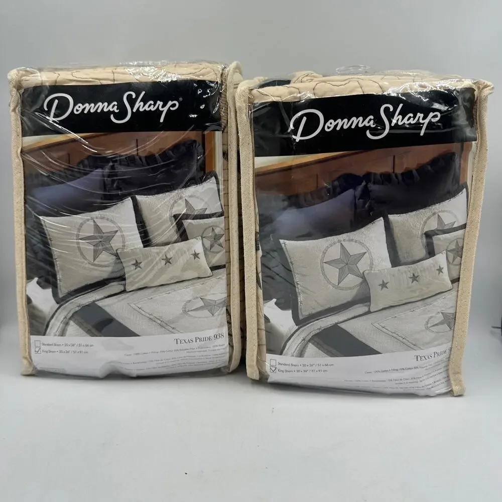 Donna Sharp Texas Pride 938 Lone Star Pillow Shams King Size NIP - 2